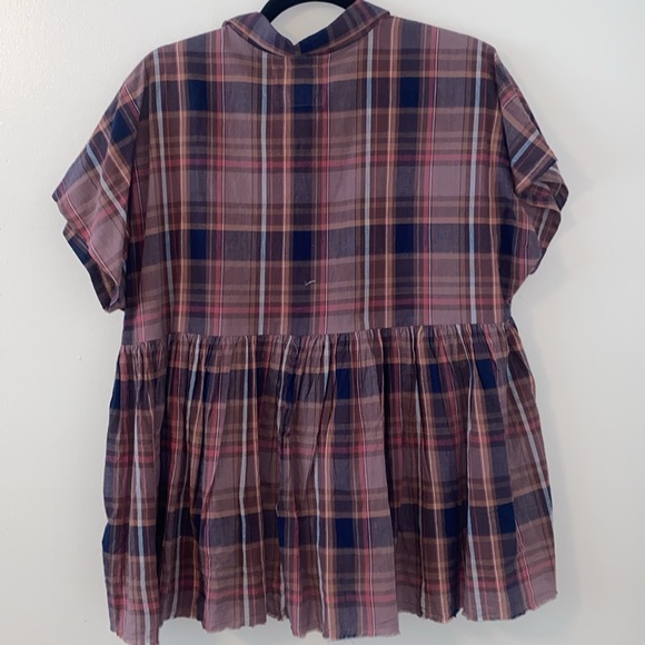 Lucky Brand 100% Cotton Plaid Babydoll Top - Picture 4 of 6